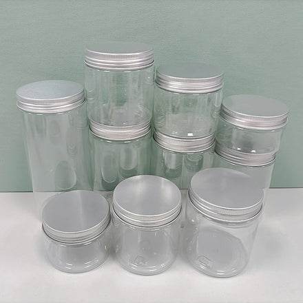 Wholesale 80ml PET Plastic Aluminum Cream Jars Food Grade 80g Plastic Packaging Jar Lids for Face Masks Lotions Shampoos Blushes