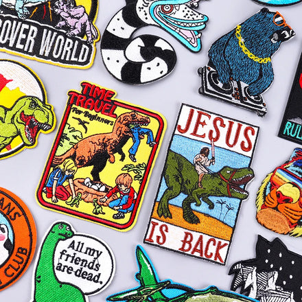 Adventure Scenery Animal Embroidery Iron Patch for Clothes DIY Clothes Accessories Custom Logo Patch