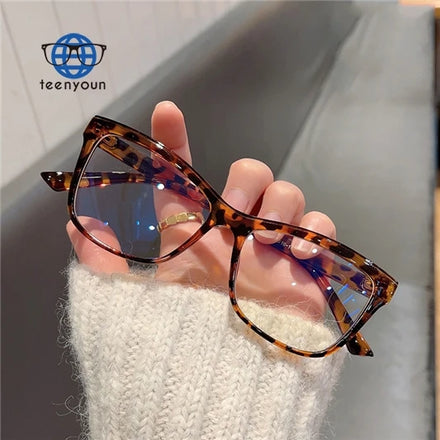 Teenyoun 2024 Hot Sell Square Anti Blue Flat Lens Optical Glasses Women's Ins Progressive Color Eyeglass Frame Wholesale