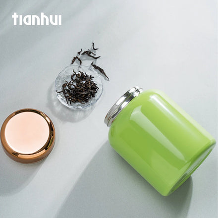 Tianhui N.Seal Re-sealable Stainless Steel Canister for Tea Leaves Storage Metal Cans