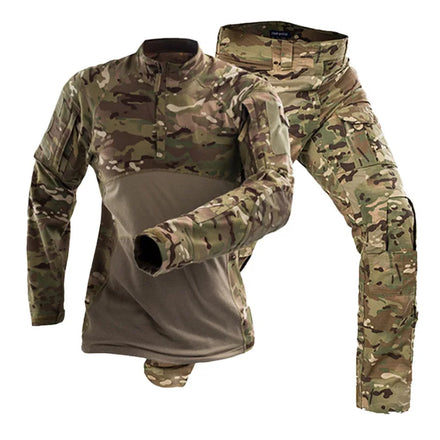 ACU Camouflage Printed Woven Long Sleeve Tactical Training Uniforms Breathable Waterproof Flame-Retardant Rip-Stop OEM Knee Pads