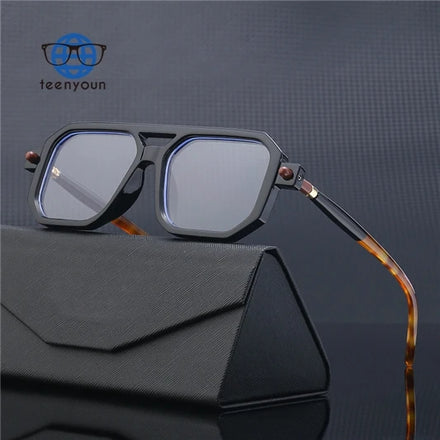 Teenyoun 2024 Men's Sunglasses Double Bridge Square Frame Sun Glasses Thick Frame Glasses Men Wholesale
