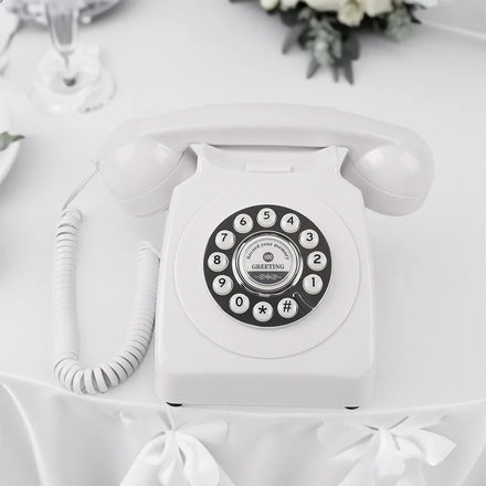 ZK230270 White Color Push Button Retro Type Message Record Audio Guest Book Phone Audio Guestbook Stand