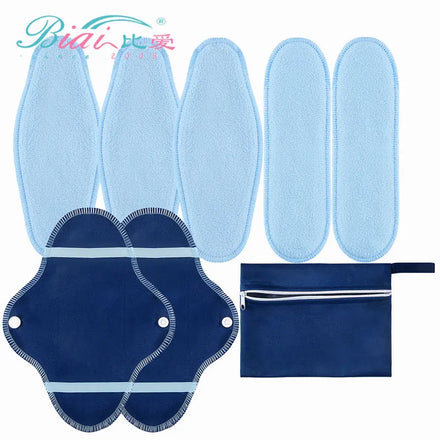 8Pcs Washable Polar Fleece Sanitary Napkin Set Reusable Cloth Nursing Pad Day Night Maternity Serviette Hygiénique Réutilisable