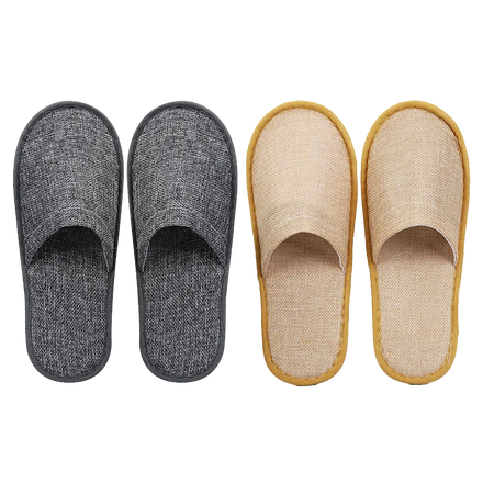 Wholesale Ury Linen Disposable Slippers Yellow Gray Design for Hotels and Hospitality Amenities
