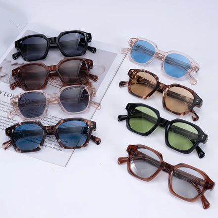 Manufacture Wholesale Retro Rivets Fashion Sunglasses Unisex Designer Irregularity Polarized Acetate Sunglasses for Women Men