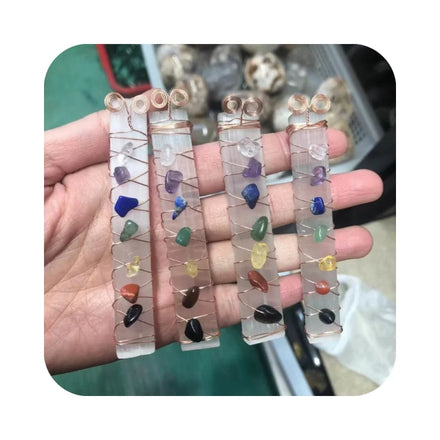 Wholesale Natural 7 Chakra Energy Healing Selenite Chakra Spiritual Semi-Precious Stone Seven Chakra Sticks Stone for Fengshui