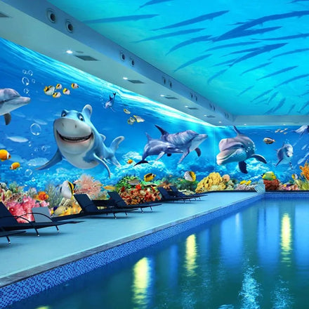 3D Underwater World Wallpaper Ktv Bar Hotel Theme Background Children's Room Swimming Pool Aquarium Ocean Mural