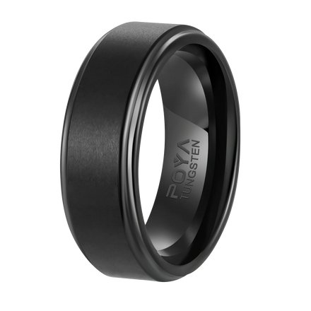 POYA 8mm Tungsten Ring Men Raised Edges 18K Gold Plated Trendy Silver Rose Gold Blue Black Wedding Engagement Band Parties Gifts