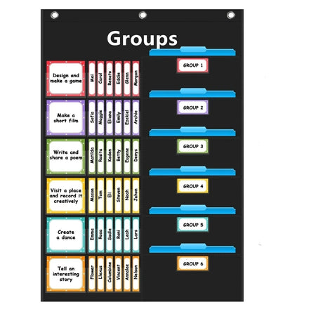 96-Card Group Management Pocket Chart Classroom Jobs Organizer for School Teacher Preschool Learning Office & School Supplies