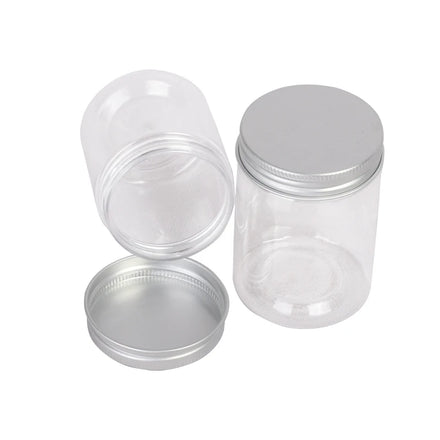 Clear 100ml 140ml PET Plastic Jars With Aluminum Lids for Food Packaging of Cookies Candies Snacks Sugar