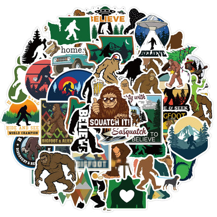 50PCS Funny Yeti Foots Fluffy Fierce Animals alien UFO Cartoon Savage Sasquatch Sticker