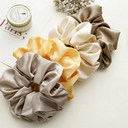 MIO Hair Scrunchies Solid Color Large Size Floral Pattern Latest Fabric Elastic Hair Rope Simple Rubber Band Women Girls Thick