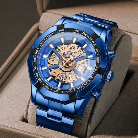 Montre BINBOND Watch for Men Stainless Steel Date Quartz Movement Luxury Watches Men Silver Black Man Clock Reloj S033