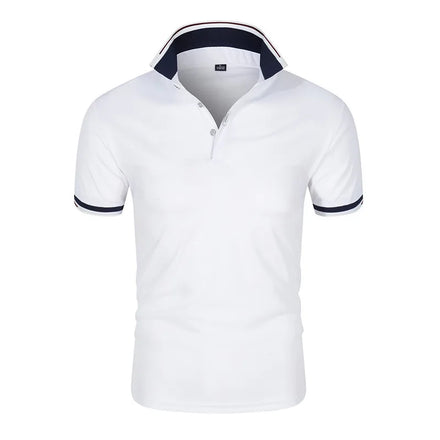 RNSHANGER Custom Logo Men's Polos Solid Color Classic Polo Shirt Fashion Men Short Sleeve Casual Business Social Polo for Men