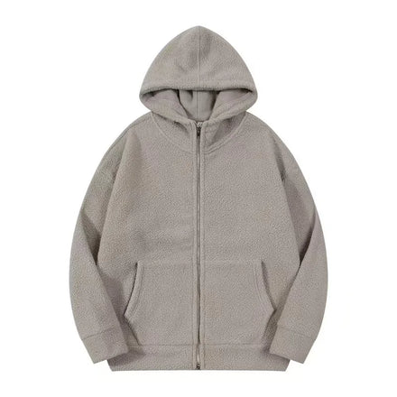 Men's 370g Heavyweight Fleece Hoodie Winter Sherpa Lined Pullover Zip up Hooded Sweatshirt Thickened Casual Jacket
