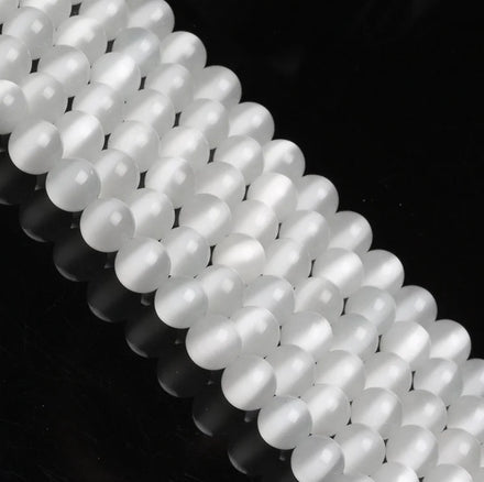 Wholesale Price Natural Round Stone Beads Shining White Cat Eye Beads Size Beads for Jewelry Making