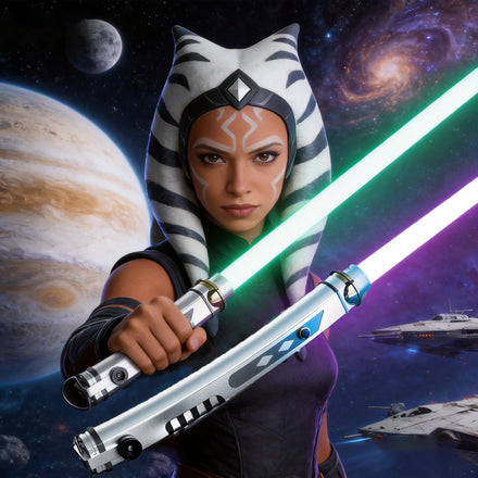 Ahsoka Tano Neopixel Lightsaber Duel Set Proffie 2.2 Metal Hilt Force FX Light Saber with 19 Colors Smooth Swing Double Sword