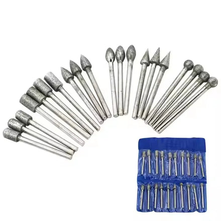 20Pcs Dremel Accessories Diamond Grinding Heads Mini Drill Burrs Bit Set for Dremel Rotary Tool Grinding Accessories 3mm Shank
