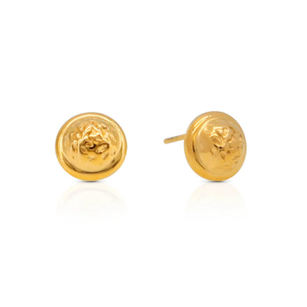 Chris April 316L Stainless Steel Organic Texture Mini Dome Stud Earring for Ladies