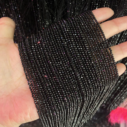 Genuine Natural Black Spinel Micro Faceted Round Beads 2-4mm Black Spinel Faceted Round Beads for DIY Jewelry Making