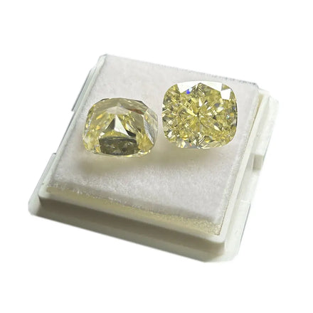 Vivied Light Yellow Ice Crushed Cut Lab Grown Moissanite Cushion Shape Diamond for Engagement Ring