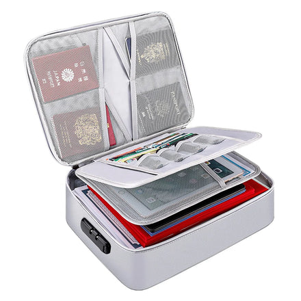 YIHUAXING Fireproof Portable Document Organizer Bag Multi-Layer File Storage Lock for Important Passport & Certificate