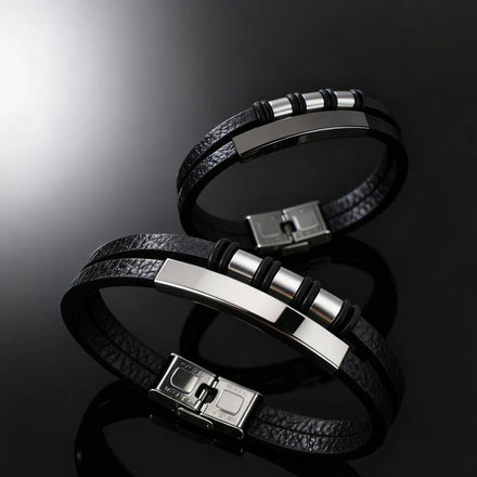 Wholesale Vintage Fashion Jewelry Gift Unisex Stainless Steel Engraving Leather Bracelet for Men