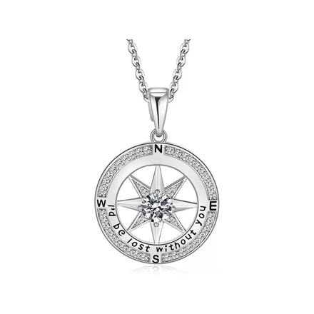 Romantic Rose Compass Hexagram Pendant Necklace Commemorative Day Directions Necklace As Mother's Day Gift Necklace