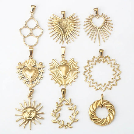 S1220 Non Tarnish Religious Religion Jewelry Supplies 18K Gold Plated Stainless Steel Open Sacred Heart Charm Pendants Religion