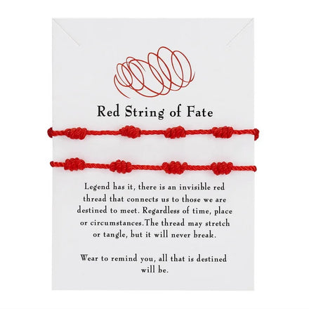 AA0160223 Hot Selling Retro Fashion Lucky Friendship 2pcs Black Red 7 Knot Woven Rope Paper Card Bracelets