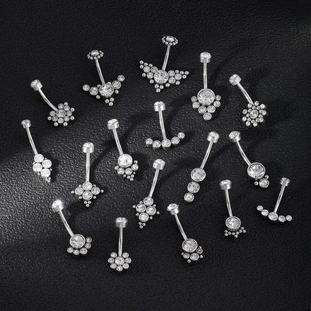Bulk 316 Stainless Steel Belly Rings Silver Wing Shape Zircon Belly Button Piercing With Beads