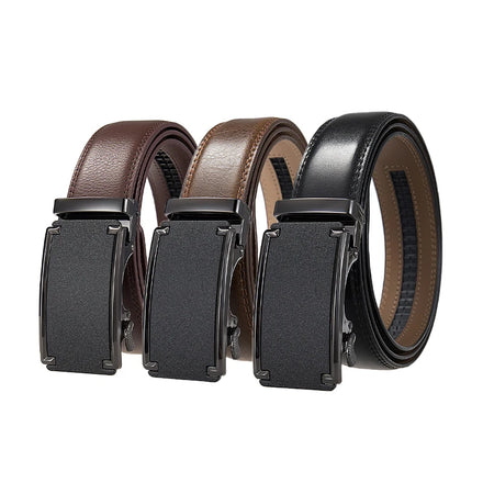 High Quality Business Automatic Alloy Buckle Ratchet Genuine Men Leather Belt