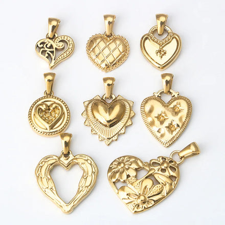 S1215 Small Non Tarnish Religious Religion Jewelry Supplies 18K Gold Plated Stainless Steel Open Heart Charm Pendants Religion
