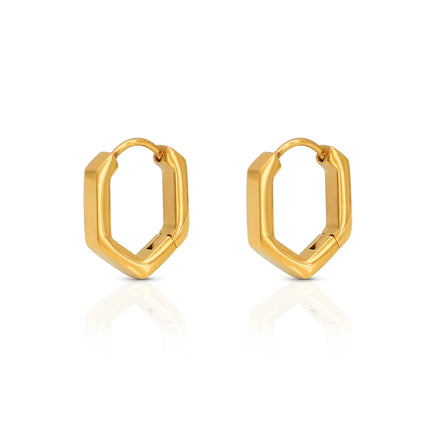 Chris April 316L Stainless Steel PVD Plated Hexagon Geometric Big Hoop Earrings