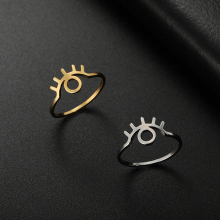 Vintage Lucky Turkish Eye Ring Women Finger Rings Amulet Stainless Steel Jewelry Birthday Gift Wholesale