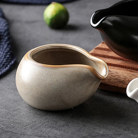 Retro Ceramic Matte Gravy Boats No Handle Honey Milk Cup Restaurant Steak Sauce Pot Seasoning Pot Kitchen Creative Tableware