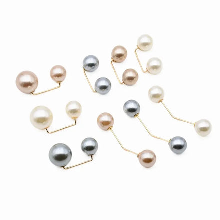 Wholesale Bulk Cheap Pearl Pin Buckle Scarf Clasp Collar Cardigan Button Round Pearl U Shape Lapel Pin Brooch