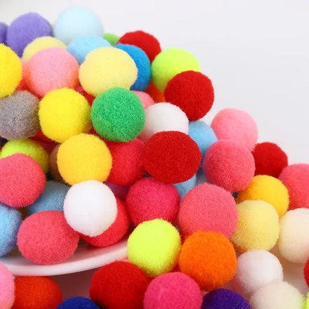 25mm Fluffy Soft Ball Colored High Elastic Ball DIY Polyester 2.5cm Pom Poms Plush Ball for Shoes and Hat Accessories