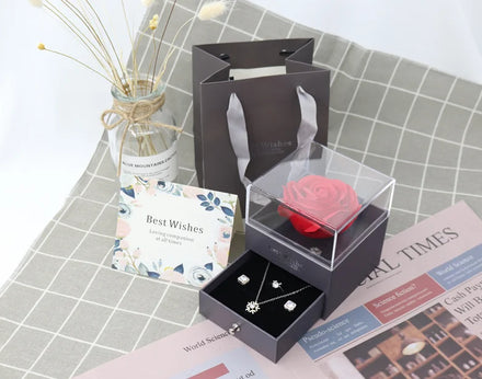 2025 Necklace Female Ornament Artificial Flower Gift Box Christmas Valentine's Mother's Day Gift