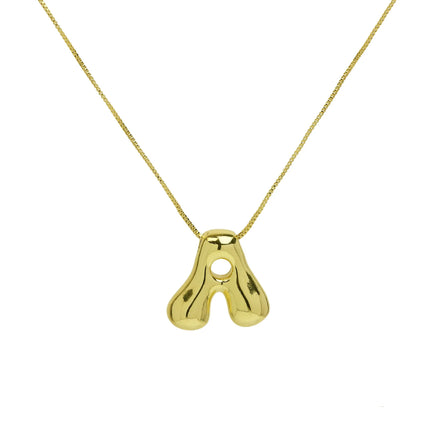 Newest Design Balloon Letter Necklace Satellite Chain 18k Gold Stainless Steel Bubble Initial Letter Necklace