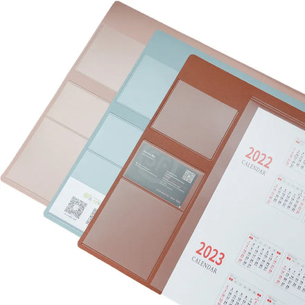Multi-functional Calendar Office Storage Desk Mat with PVC+Leather Anti-slip Bottom Design