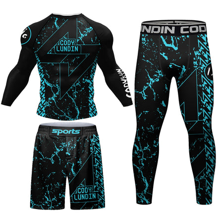 China Wholesale Custom Men Compression Fightwear Martial Art Wear Kickboxing Kits Jiu Jitsu Gi Rashguard Gym Fitness Set