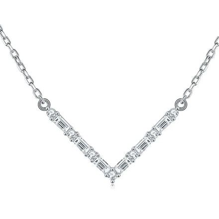 Hot Selling 925 Sterling Silver Link Chain Necklace Minimalist Moissanite Fashion Jewelry with Geometric Shape for Anniversaries