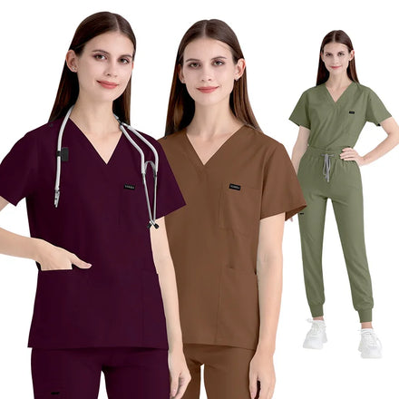 In Stock 42122 Suit for Women Office Dark Blue Long Sleeve Sauna Suit for Women Waist Training f Medical Scrubs for Men