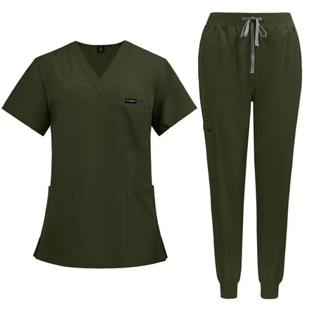 Ship Quickly 42122 Stretchy Women Jeans Suit 20 Years Night Suits for Women O-neck Scrubs Medical Uniform