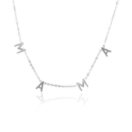 Custom Tarnish Free Jewelry Stainless Steel MaMa Letter Clavicle Chain Choker Necklace for Women As Mother's Day Gift