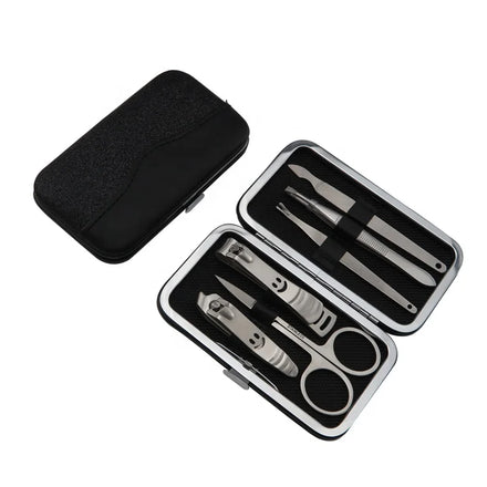 VW-MS-1203 Professional Durable Black Stainless Steel Manicure Pedicure Set 7-in-1 Nail Cutter Cuticle Clipper Box Packaging
