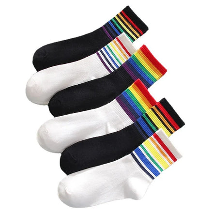 New rainbow Striped Pride Socks Sport Cotton Socks Student Pop Unisex rainbow Socks