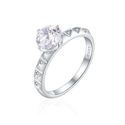 Jewelry Supplier Trendy 925 Sterling Silver 3A Zirconia Prong Setting Fashion Engagement Wedding Promise Women' s Jewelry Rings